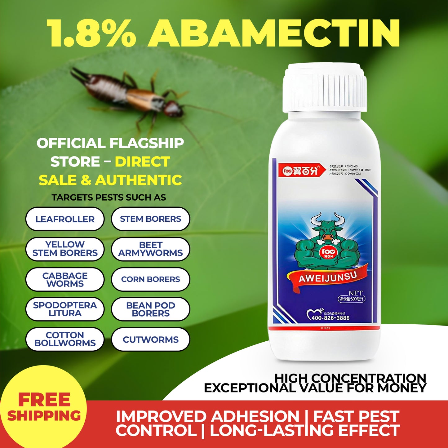 Formule avancée de gestion des insectes à base d'émulsion d'abamectine 1,8 % pour légumes, fruits et plantes